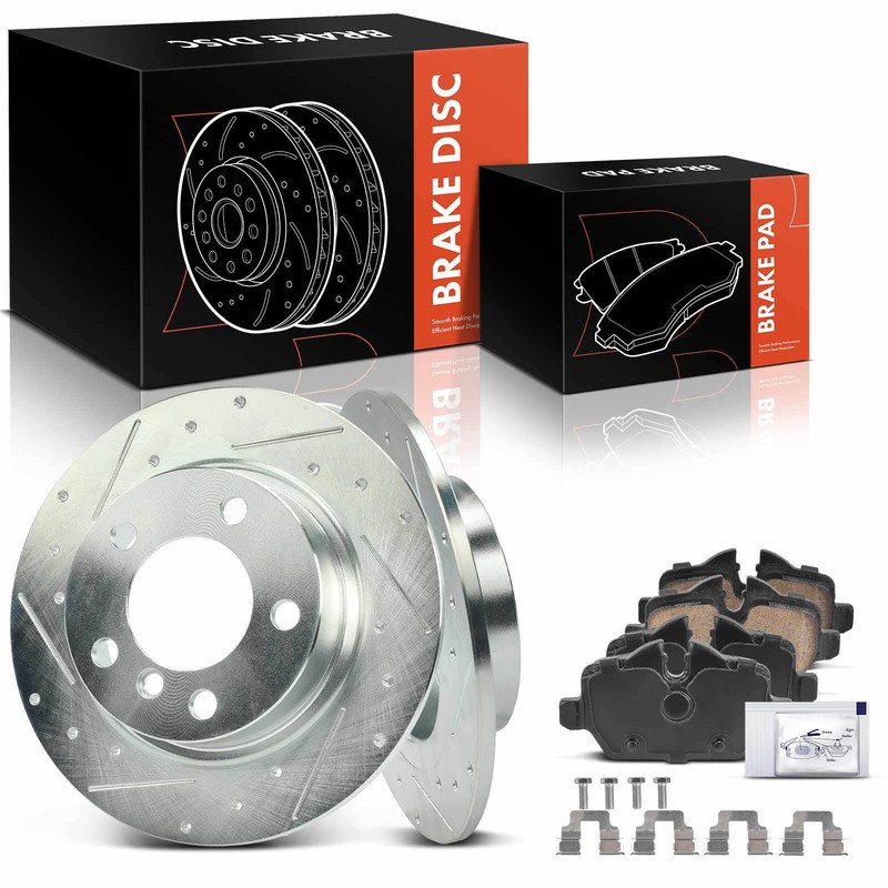 6x Rear Drilled Brake Rotors +Ceramic Brake Pads for Mini R60 Cooper Countryman