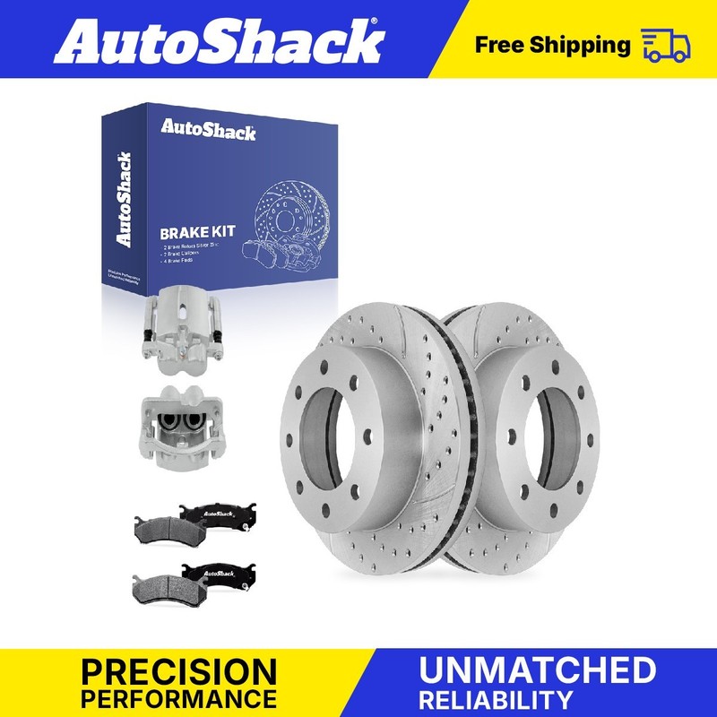 Rear Drilled Slotted Brake Rotors Pad Caliper for Chevy, Silverado 2500 HD 01-10