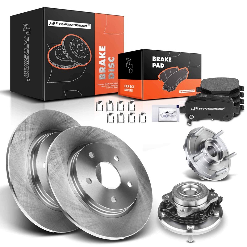 Rear Disc Brake Rotor & Pads + Wheel Hub for Chrysler Dodge Volkswagen Routan