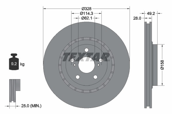Textar 92259405 Brake Disc for Lexus, Toyota, Toyota (GAC) gallery