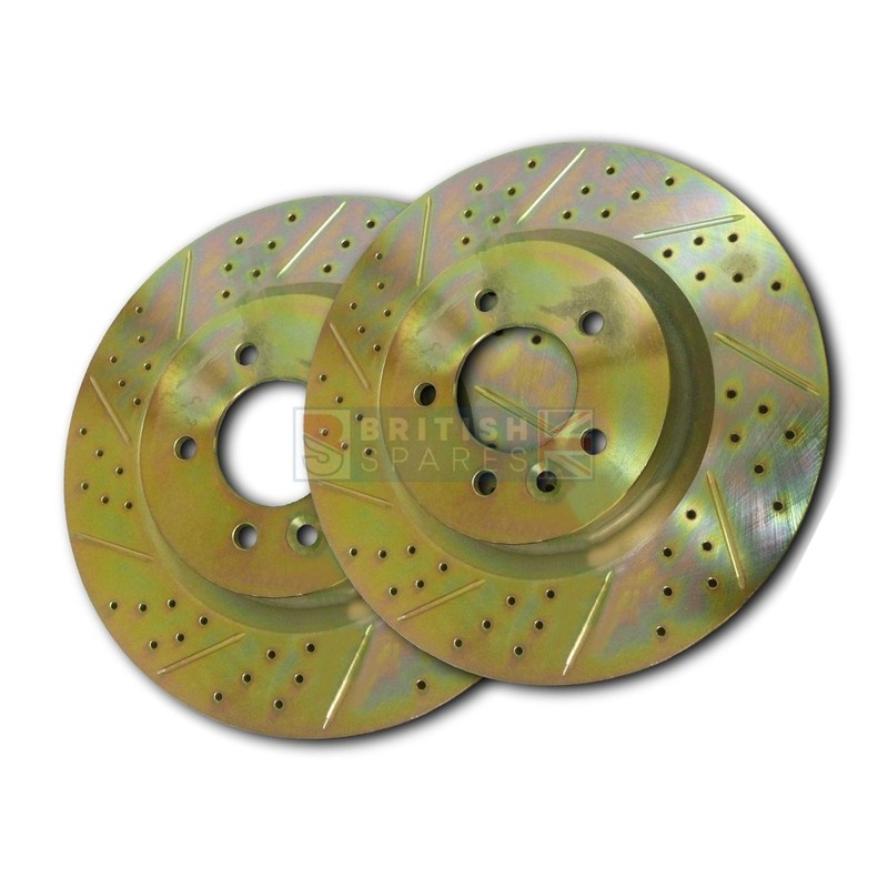 FRONT DRILLED & GROOVED DISCS & EBC PADS FOR DISCOVERY 4 3.0 TDV6 2010 TO 2016 gallery