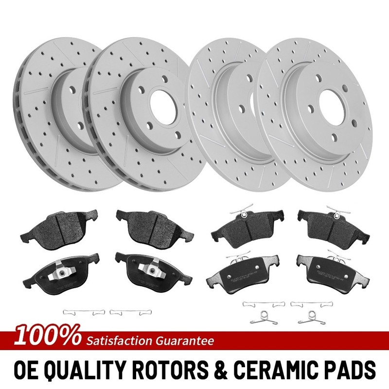 10.94″Front 10.67″Rear Drilled Brake Rotor Ceramic Pad For 2012-2018 Ford Focus