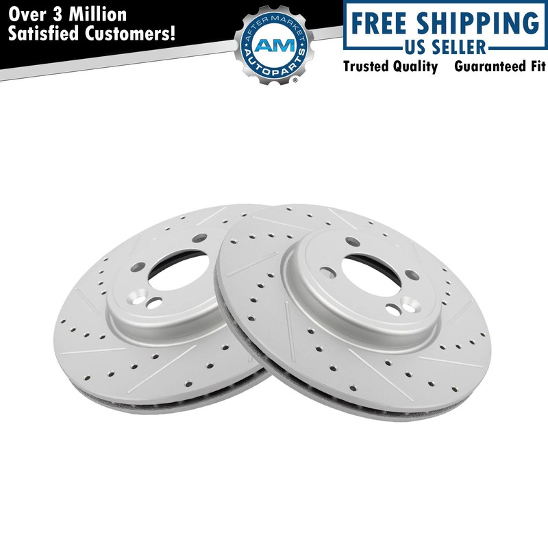 Performance Front Brake Rotors Set Slotted X Drilled Premium Fits Mini