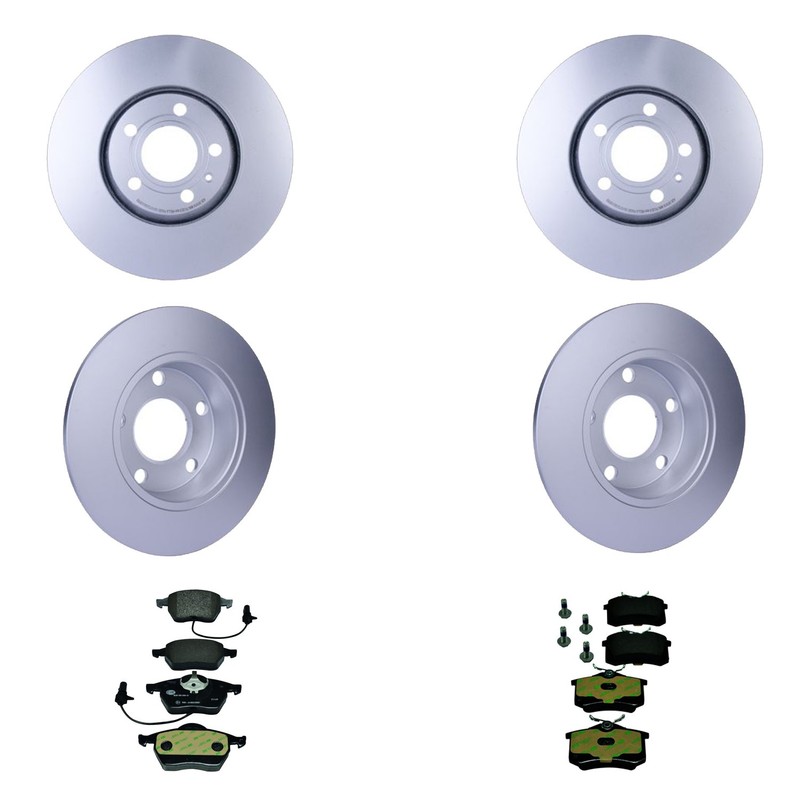 Hella Front Rear Rotors Low-Met Disc Brake Pad Kit For Audi A4 Base AMB Sedan