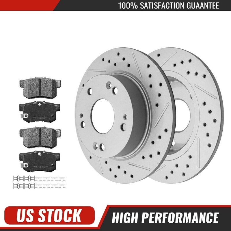Rear Drilled Brake Rotors +Ceramic Pads for Honda Accord 2003 – 2007 Acura TSX