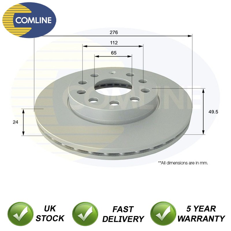 Brake Disc Front Comline Fits VW Golf Audi A3 Seat Leon Skoda Octavia #1