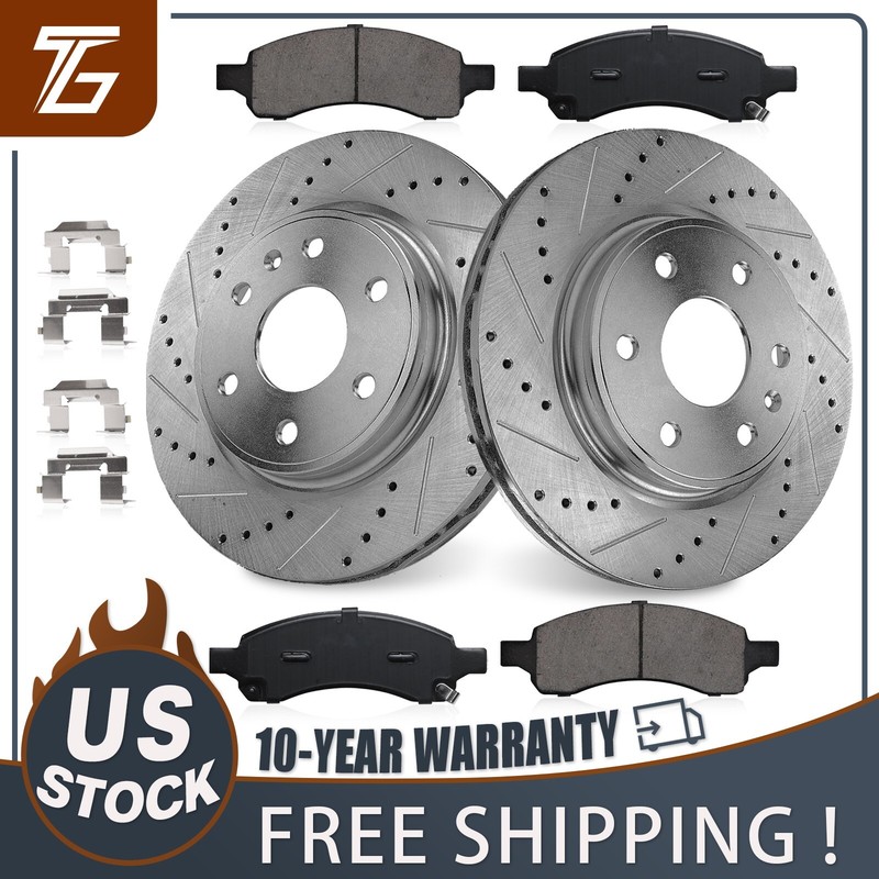 Front Drilled Brake Rotors Pads for 2009 – 17 Chevy Traverse 2007 -16 GMC Acadia