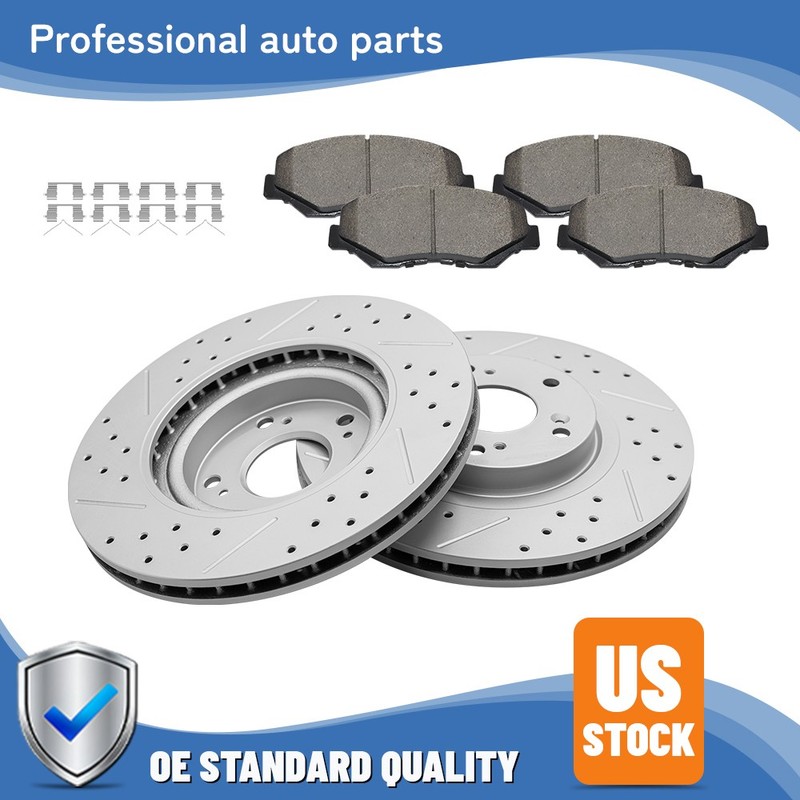 Front Brake Disc Rotors &Ceramic Brake Pads For Acura ILX Honda Civic 12-15 CR-V