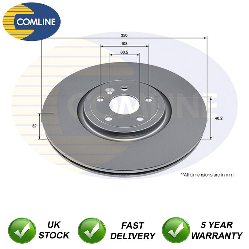 Brake Disc Front Comline Fits Jaguar F-Pace I-Pace Land Rover Range Velar #1