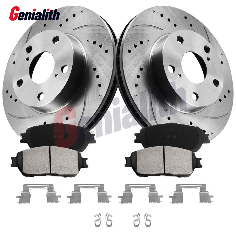 Front Drilled & Slotted Brake Rotors Ceramic Pads for 2005-2015 Toyota Tacoma