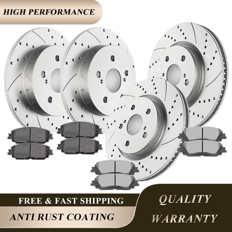 Front Rear Drilled Brake Rotors Disc Brakes Pads for RAV4 Venza C-HR ES250 UX200