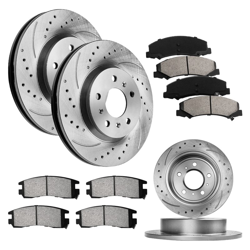 Front Rear Drilled Rotors Brake Pads for 2008-11 Toyota Camry Avalon Lexus ES350