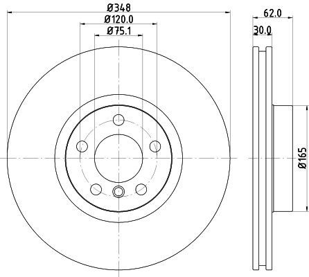 2X Mintex MDC2328 Front Brake Discs 348mm Vented Fits Bmw X5 X6