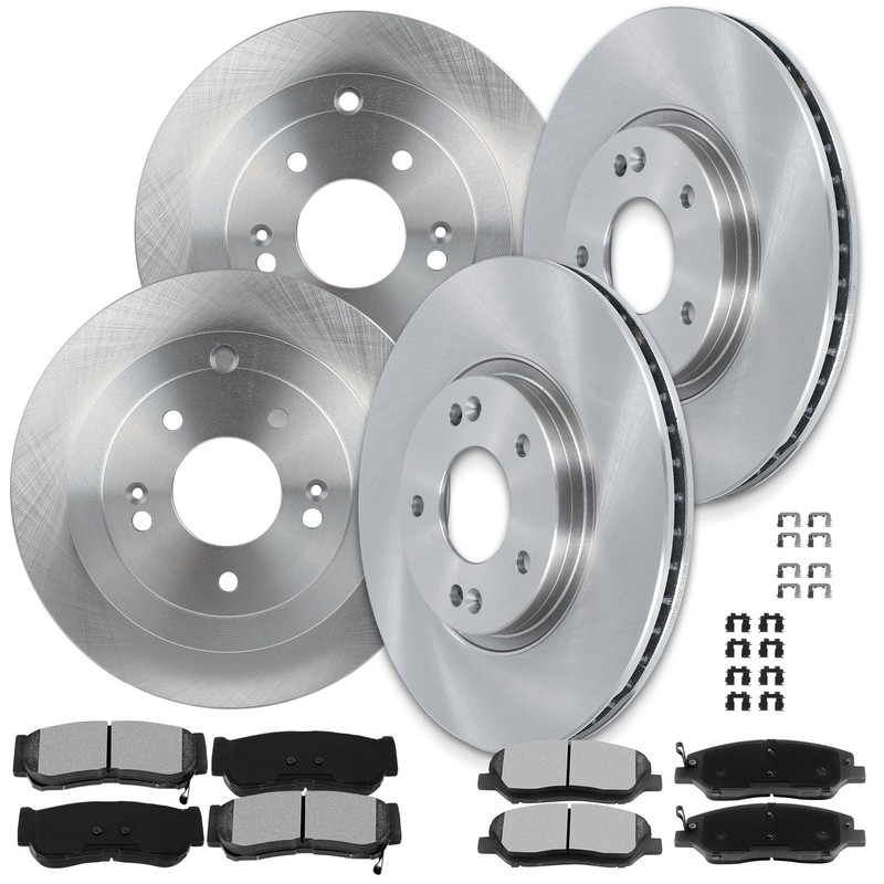 12X Front Rear Brake Pads Solid Rotors Fits Hyundai Santa Fe 2007 2008 2009