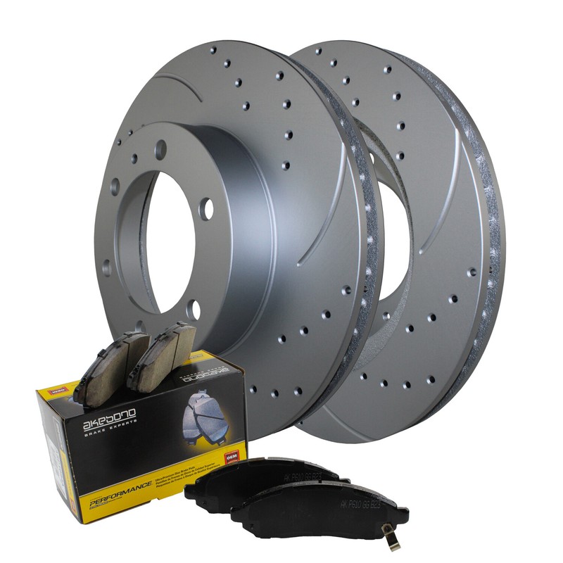 Front Brake Kit 319mm Drilled Rotors Akebono Ceramic Pad Set For 4Runner Tacoma