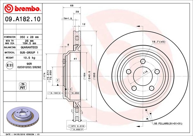 Brembo 09A18211C02 BRAKE ROTORS gallery