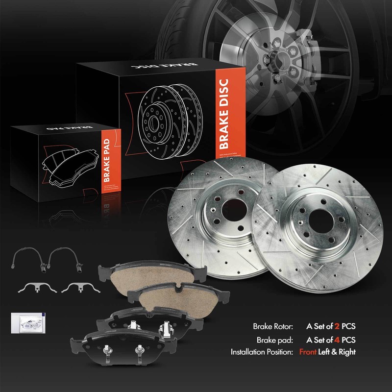6x Front Drilled Rotors & Ceramic Brake Pad for Audi A6 Quattro A8 Quattro S7 A6 gallery