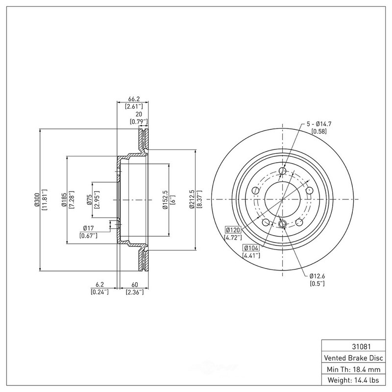 Disc Brake Rotor Rear DFC 600-31081