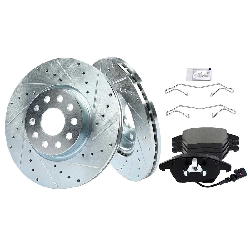 Brake Disc and Pad Kits 2-Wheel Set Front for VW Volkswagen Jetta Beetle Audi A3