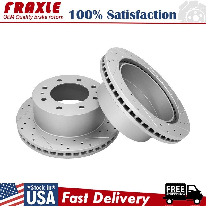 Rear Drilled Brake Rotors for 2011-2021 GMC Sierra Chevy Silverado 2500 3500 HD