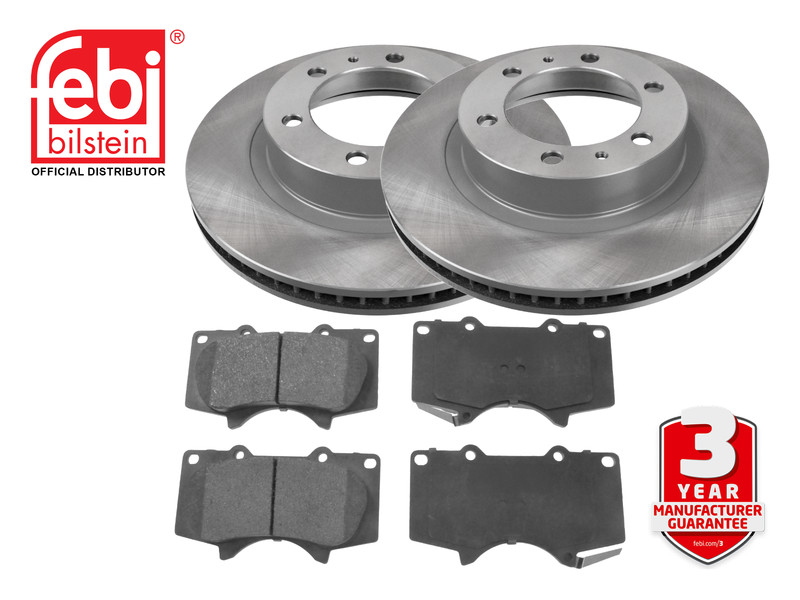 Febi Front Vented Brake Discs Pads Set For Toyota Hilux 2004- 319mm 43512-0K150