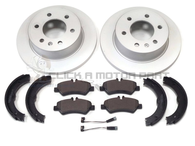 VW VOLKSWAGEN CRAFTER CR30 CR35 REAR 2 SOLID BRAKE DISCS PADS & HANDBRAKE SHOES