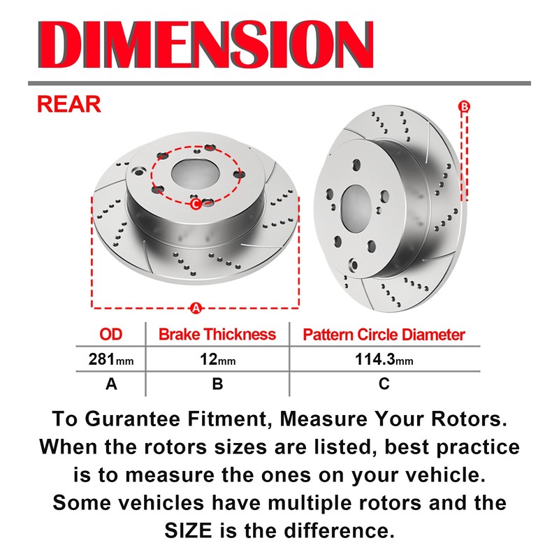 11.66" Front Rear Drilled Discs Rotors Brake Pads Kits Fit for 06-18 Toyota Rav4 gallery