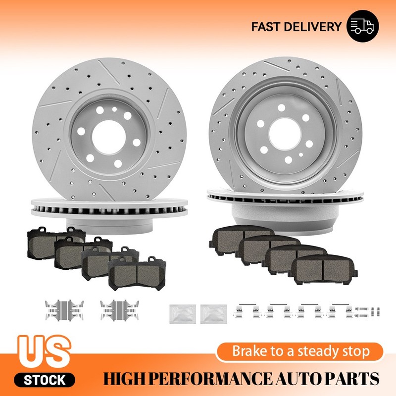 6-Lugs Front Rear Drilled Rotors Brake Pads Set for Chevy Colorado Canyon 15-20