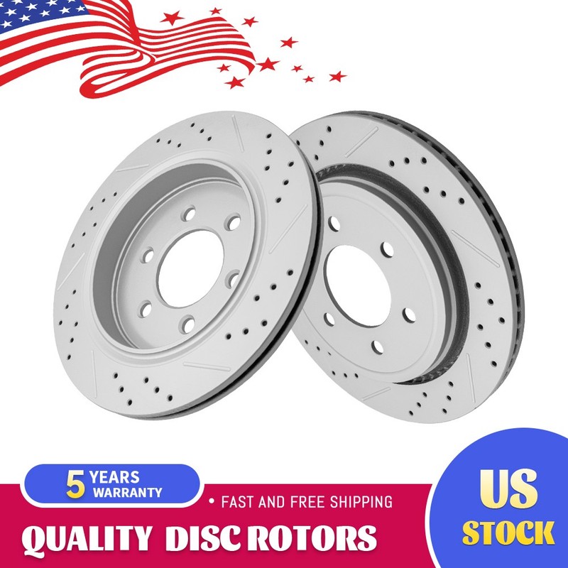 336mm Rear Drilled Slotted Brake Disc Rotors for 2015 2016 2017 Ford F-150