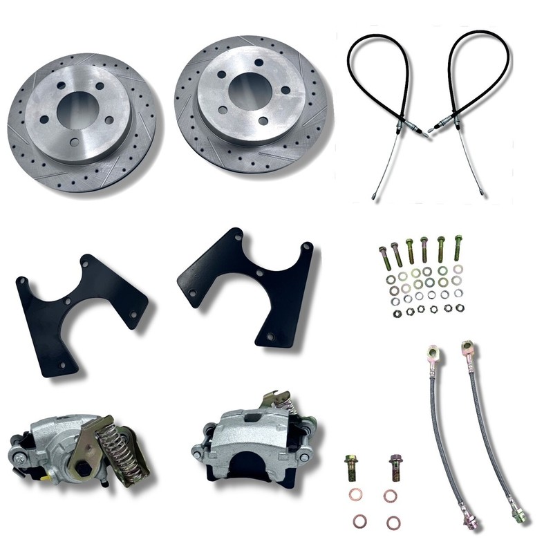 1973-1987 Chevy C10 Rear Disc Brake Conversion Kit Silver E-Brake Calipers 5×5