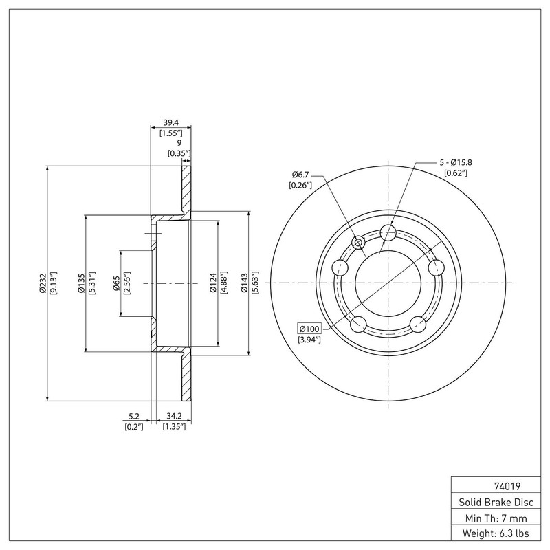 Rear Disc Brake Rotor for T-Cross, Arona, A1, Polo, Beetle+More (604-74019) gallery