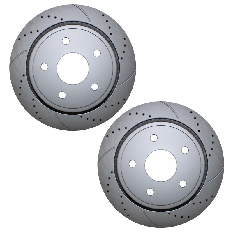 Bison Performance Pair Rear Coat Drilled 330mm Brake Disc Rotors for Dodge Jeep
