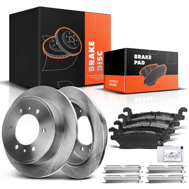 Rear Side Disc Rotors & Ceramic Brake Pads for Hummer H3 2006-2010 H3T 2009-2010
