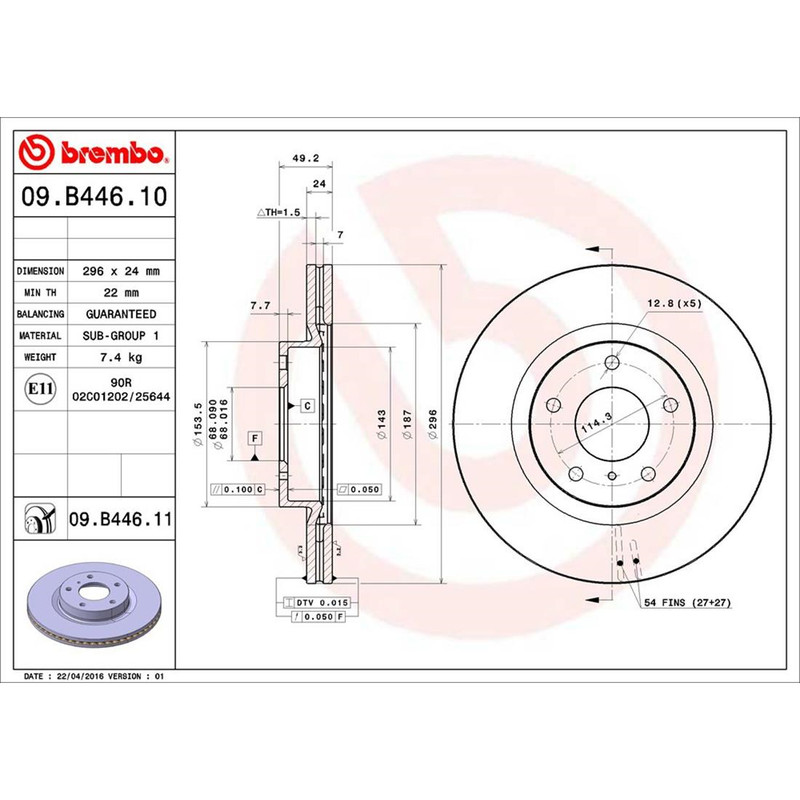 Brembo for 2003-2005 G35 Front Coated Brake Rotors gallery