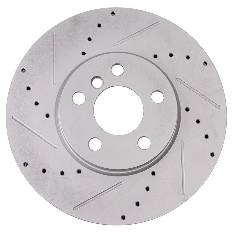 TRQ Performance Brake Rotors Set Premium G-Coated Slotted X Drilled Fits Mini gallery