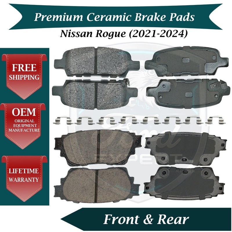 Akebono OEM Front & Rear Brake Pads Kit For 2014-2024 Nissan Rogue 9 Yr Warranty