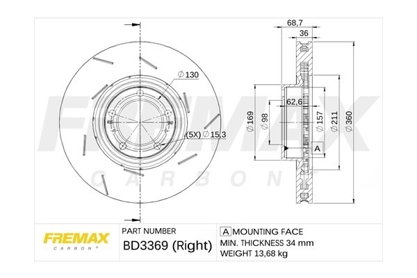 Disc Brake Rotor Fremax BD3369 fits 10-14 Porsche Panamera