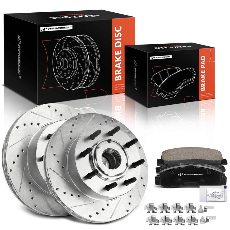 Drilled Brake Rotor & Ceramic Pad Front for Ford F-250 F-350 Super Duty 05-07