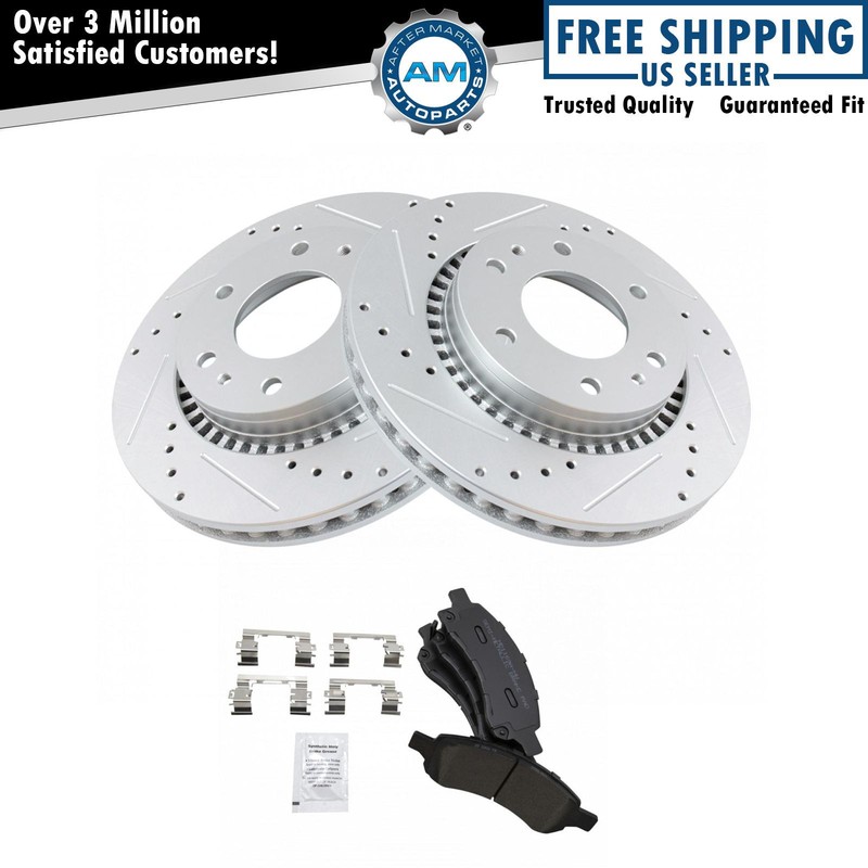 Performance Drilled Slotted Brake Rotor & Metallic Pad Front Kit GM SUV