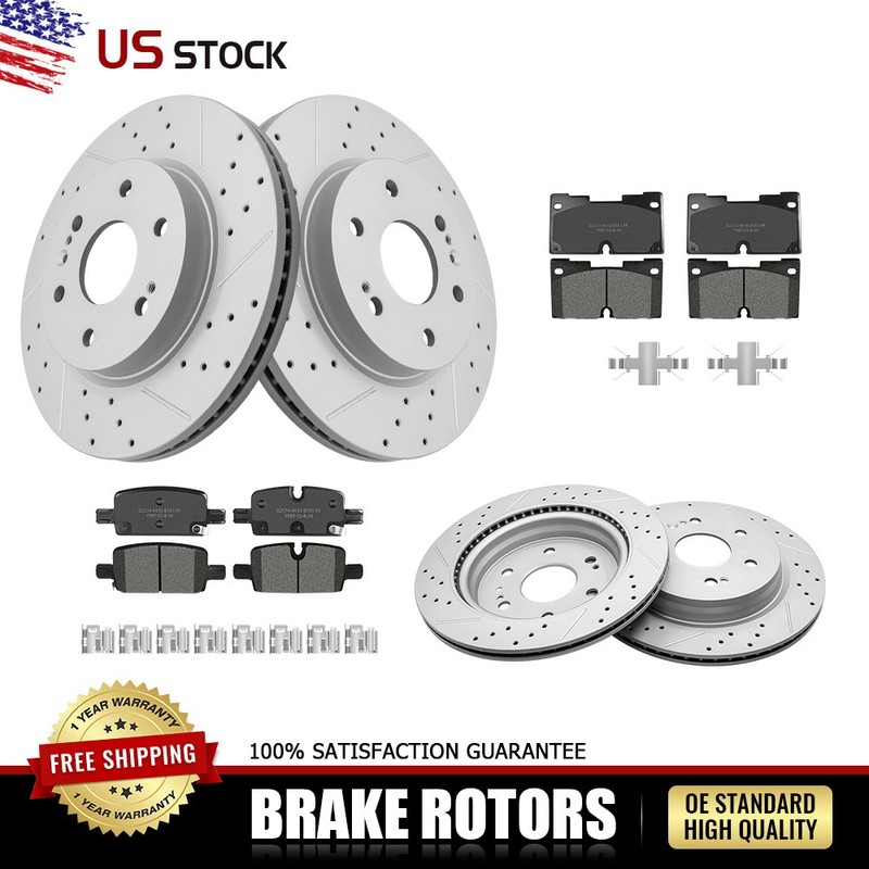 Front & Rear Drilled Rotors+Brake Pads Set for Silverado 1500 Tahoe Sierra 1500