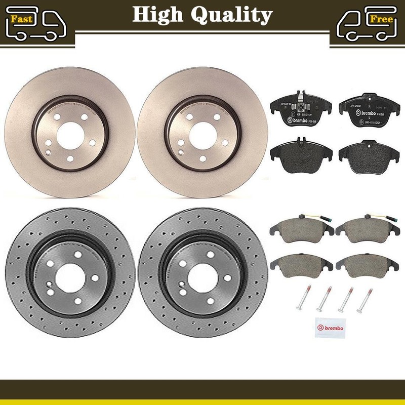 Brake Pads Rotors Set Front Rear Fits Mercedes-Benz C300 3.5L
