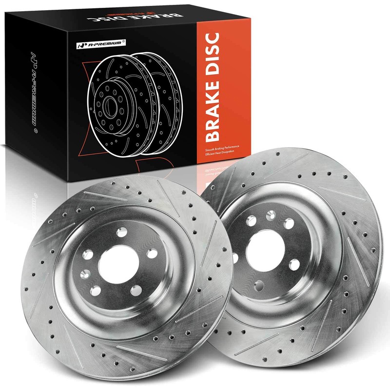 2Pcs New Rear Drilled Brake Rotors for Volvo C40 Recharge 22-23 XC40 XC90 16-22