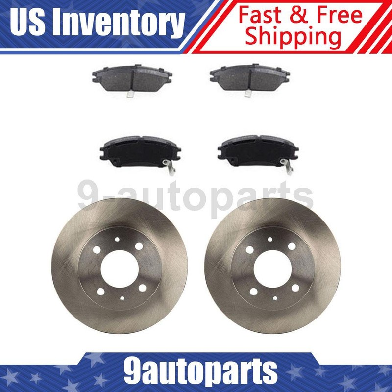 Front Disc Rotors + Brake Pads For 2000 2001 2002 Hyundai Accent