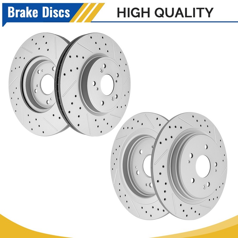 312mm Front 310mm Rear Drilled Slotted Brake Rotors Kit For 2017-2025 Honda CR-V