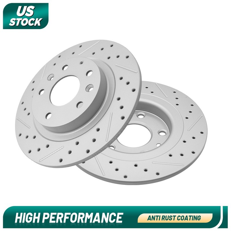 Pair Rear Drilled & Slotted Disc Brake Rotors Set for Mazda CX-3 2016 2017 2018