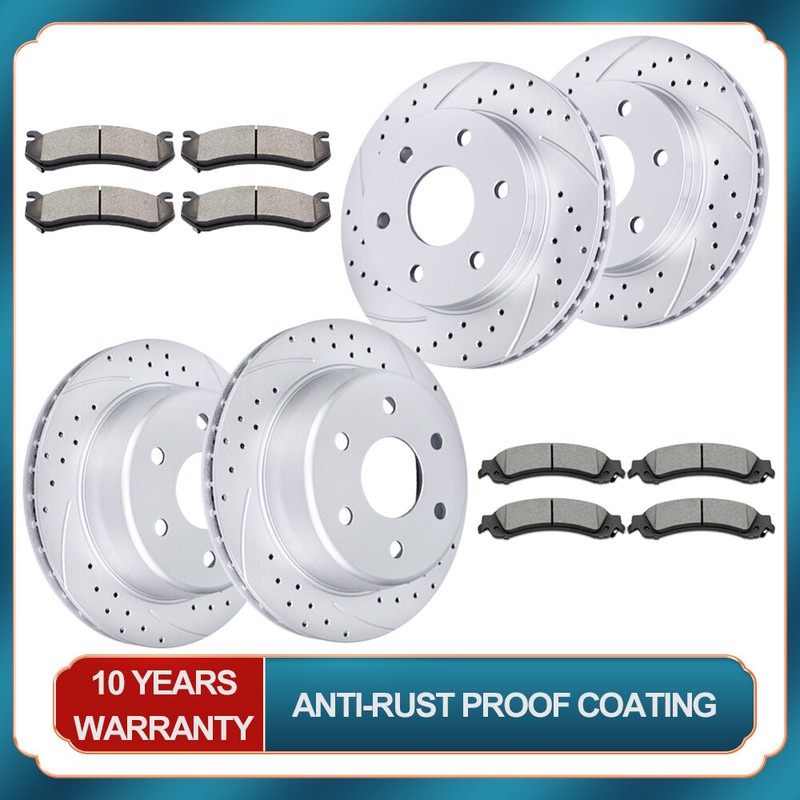 Front Rear Rotors + Brake Pads for Chevy Silverado Tahoe GMC Sierra 1500 Yukon