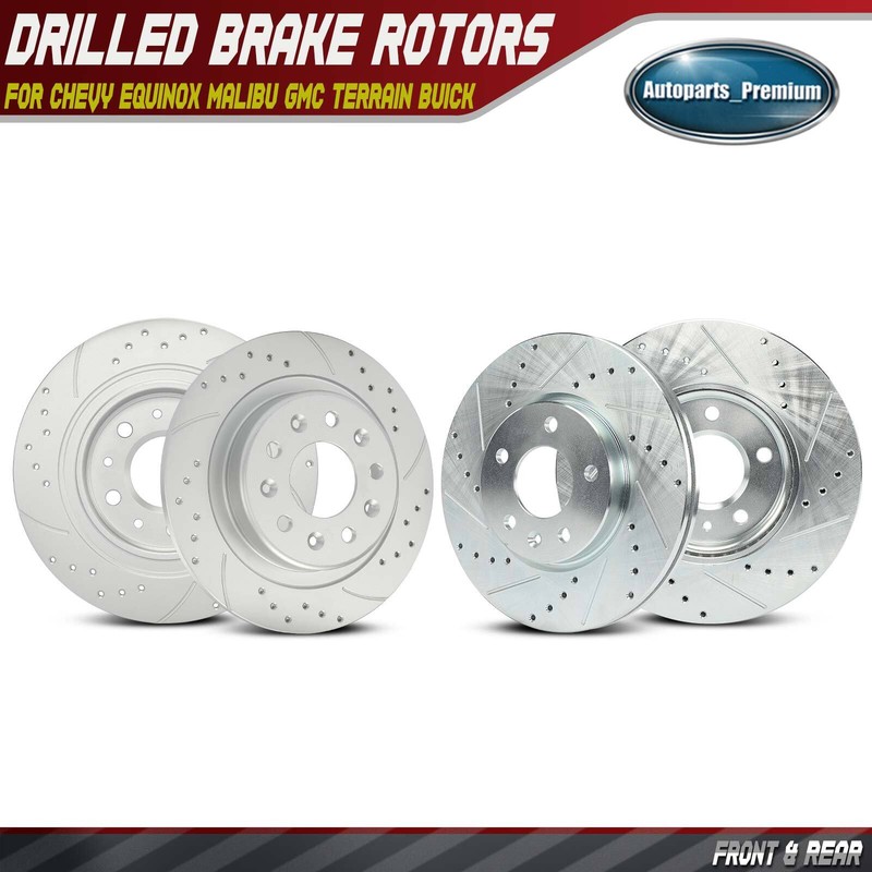 4x Front & Rear Drilled Brake Rotor for Chevy Equinox Malibu GMC Terrain Buick