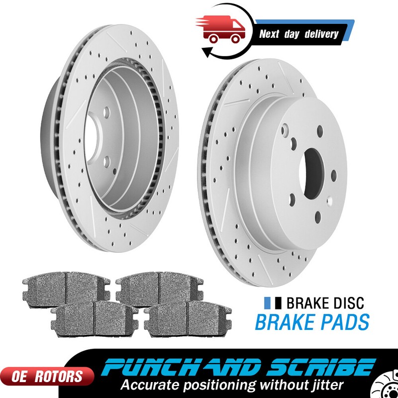 Rear Rotors + Ceramic Brake Pads for 2010 – 2016 2017 Chevy Equinox GMC Terrain