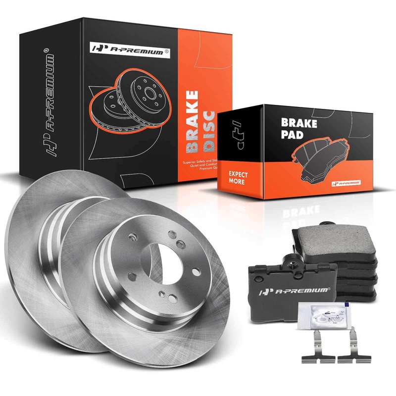 Disc Brake Rotors and Ceramic Brake Pads Rear for Mercedes-Benz W202 C230 SLK300