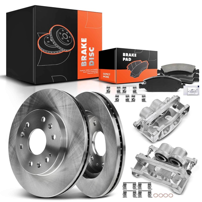 8x Disc Brake Rotors & Brake Pads + Brake Caliper for Cadillac Chevrolet Front